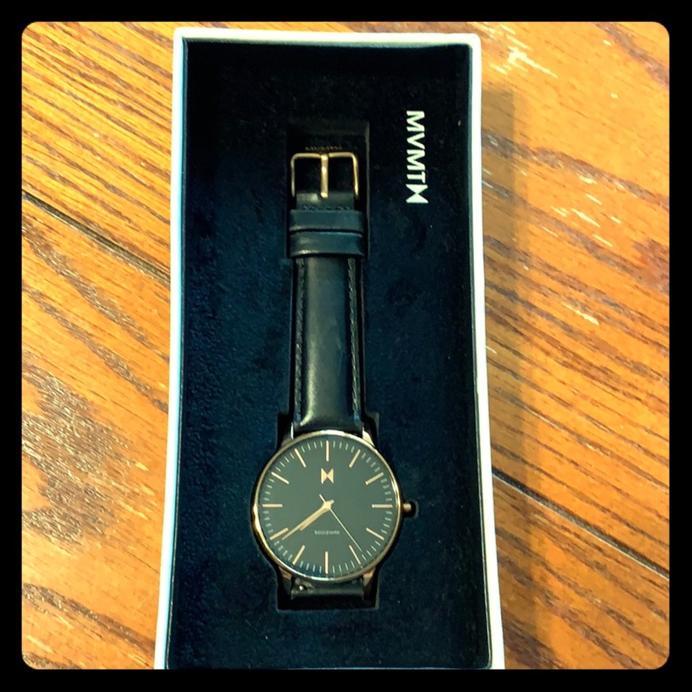MVMT Santa Monica 38mm watch (black and rose gold)
